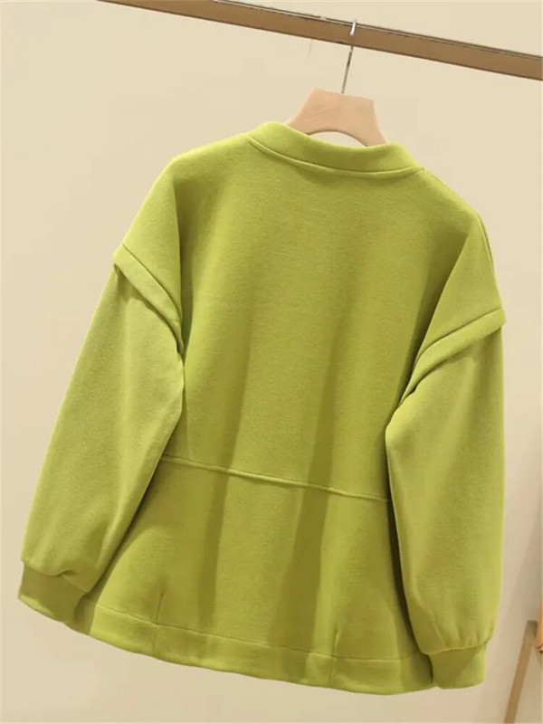 Liela izmēra sieviešu apģērbs ikdienas jaka strīpām austiem poliestera pavasara un rudens plāniem mētelis ar kabatām abās pusēs 4XL