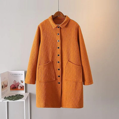 Liela izmēra sieviešu apģērbi Virsdrēbes pavasarī un rudenī valkāšanai ar garām piedurknēm stāvapkakles ar reljefu viena slāņa bieza jaka 4XL