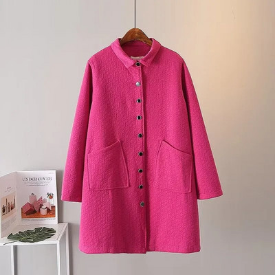 Liela izmēra sieviešu apģērbi Virsdrēbes pavasarī un rudenī valkāšanai ar garām piedurknēm stāvapkakles ar reljefu viena slāņa bieza jaka 4XL