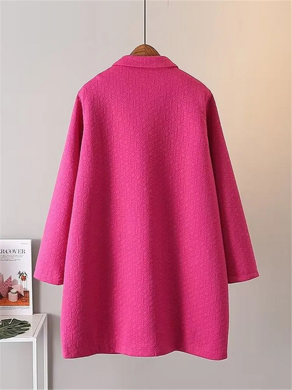 Liela izmēra sieviešu apģērbi Virsdrēbes pavasarī un rudenī valkāšanai ar garām piedurknēm stāvapkakles ar reljefu viena slāņa bieza jaka 4XL