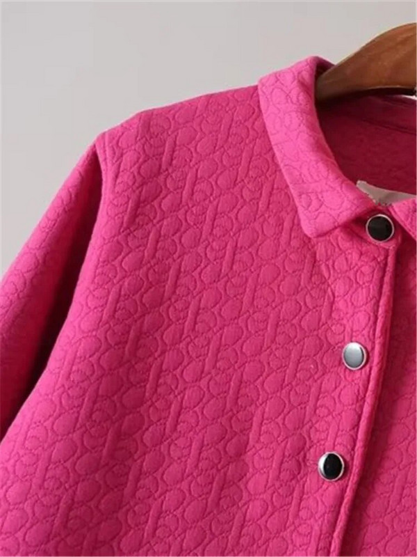 Liela izmēra sieviešu apģērbi Virsdrēbes pavasarī un rudenī valkāšanai ar garām piedurknēm stāvapkakles ar reljefu viena slāņa bieza jaka 4XL