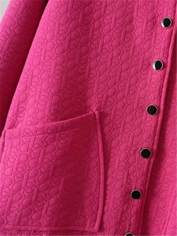 Liela izmēra sieviešu apģērbi Virsdrēbes pavasarī un rudenī valkāšanai ar garām piedurknēm stāvapkakles ar reljefu viena slāņa bieza jaka 4XL