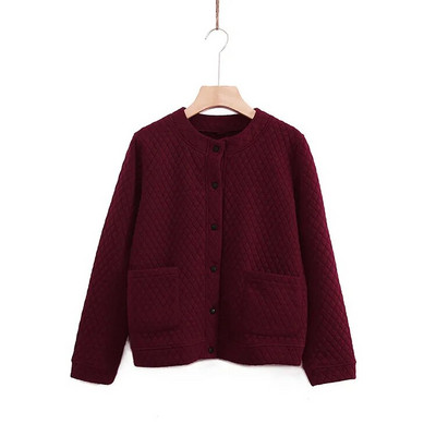 Liela izmēra sieviešu apģērbi Sping mētelis, biezināts vienslāņa un nepiesprausts smalki rūtaini stepētas pogas, jaka ar garām piedurknēm