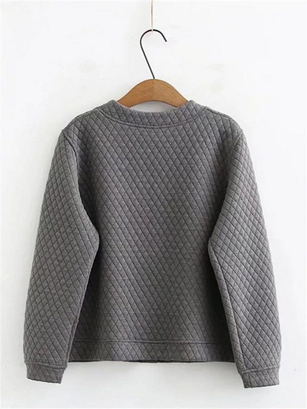 Liela izmēra sieviešu apģērbi Sping mētelis, biezināts vienslāņa un nepiesprausts smalki rūtaini stepētas pogas, jaka ar garām piedurknēm