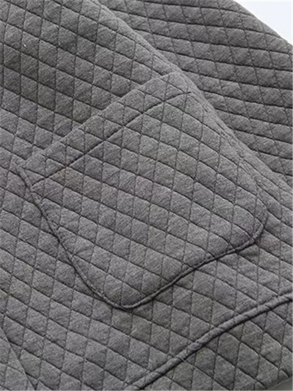 Liela izmēra sieviešu apģērbi Sping mētelis, biezināts vienslāņa un nepiesprausts smalki rūtaini stepētas pogas, jaka ar garām piedurknēm