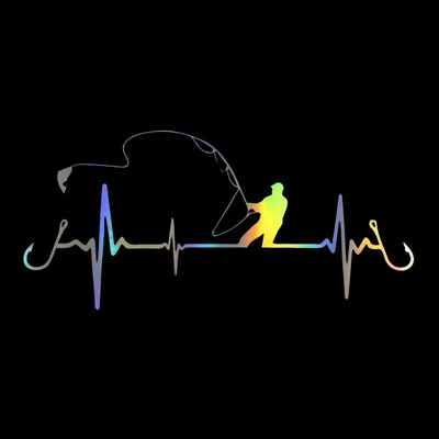 Autómatrica 3D Heartbeat horgászautó stílus Vicces dekoratív matrica Vicces matrica Motorkerékpár autóstílus 16,7cm*7,7cm