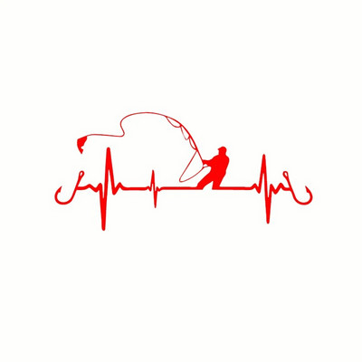 Autómatrica 3D Heartbeat horgászautó stílus Vicces dekoratív matrica Vicces matrica Motorkerékpár autóstílus 16,7cm*7,7cm