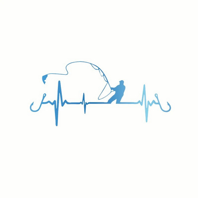 Autómatrica 3D Heartbeat horgászautó stílus Vicces dekoratív matrica Vicces matrica Motorkerékpár autóstílus 16,7cm*7,7cm