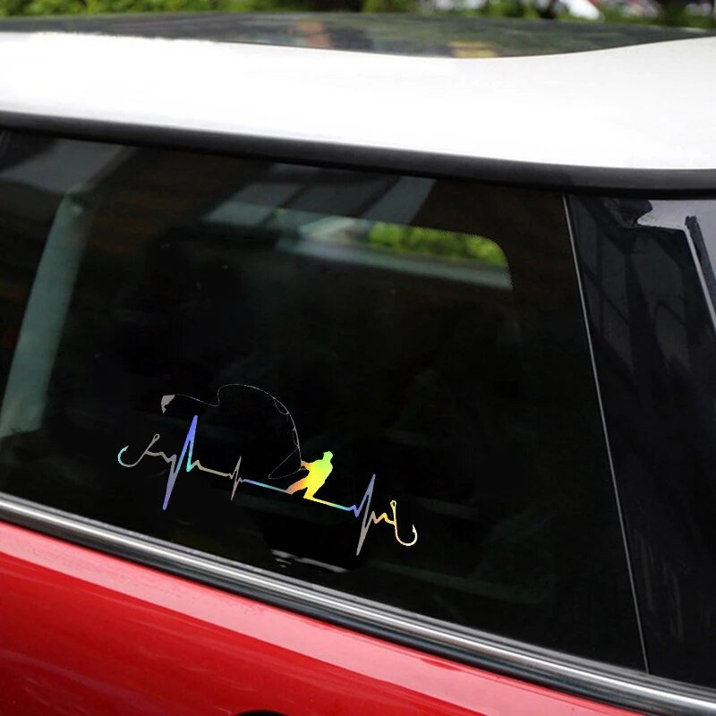 Autómatrica 3D Heartbeat horgászautó stílus Vicces dekoratív matrica Vicces matrica Motorkerékpár autóstílus 16,7cm*7,7cm