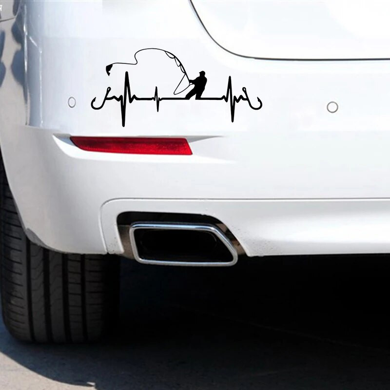 Autómatrica 3D Heartbeat horgászautó stílus Vicces dekoratív matrica Vicces matrica Motorkerékpár autóstílus 16,7cm*7,7cm