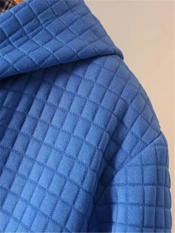 Liela izmēra sieviešu rudens ziemas, garām piedurknēm, vafeļu gaisa slāņa audumi, džemperis un bieza kokvilnas jaka ar kapuci ar kabatas mēteli