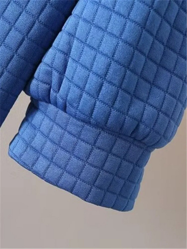 Liela izmēra sieviešu rudens ziemas, garām piedurknēm, vafeļu gaisa slāņa audumi, džemperis un bieza kokvilnas jaka ar kapuci ar kabatas mēteli