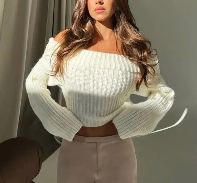 Sieviešu zaļš Y2K džemperis Vintage 90s Egirl ar garām piedurknēm slīpu kakla izgriezumu, trikotāžas džemperis, ikdienas rudens tērpi