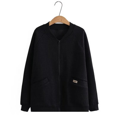 Nagy méretű női ruházati kabátok Tavaszi és őszi egyszínű, egyrétegű cipzáras rész alkalmi kabát elhízott hölgyeknek