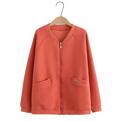 Nagy méretű női ruházati kabátok Tavaszi és őszi egyszínű, egyrétegű cipzáras rész alkalmi kabát elhízott hölgyeknek