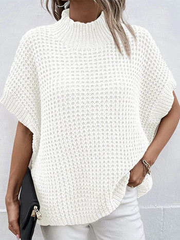 2023 Φθινόπωρο Χειμώνας Γυναικείο πλεκτό πουλόβερ με λαιμόκοψη casual χαλαρά βασικά πουλόβερ Ζεστές κομψές μασίφ μπλούζες με μανίκια