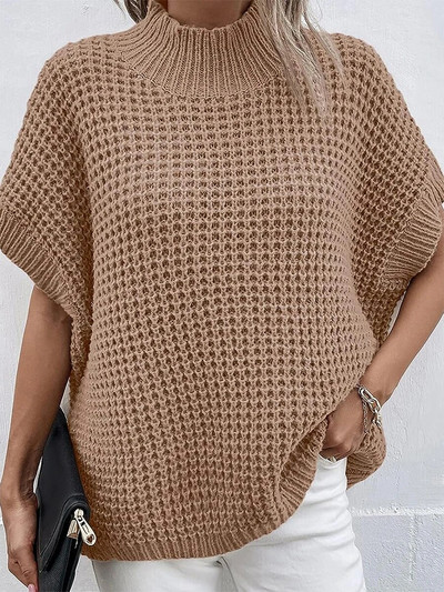 2023-as őszi, téli női kötött mellény pulóver, mintás nyakú, laza, egyszerű pulóverek, meleg, elegáns, tömör denevérszárnyú ujjú felsők