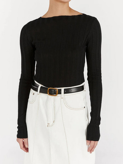 Rievots trikotāžas džemperis Sieviešu rudens ziemas apģērbs 2000. gadu 2000. gadu topi Ielu apģērbi, ar garām piedurknēm, dobi džemperi, ielu apģērbi