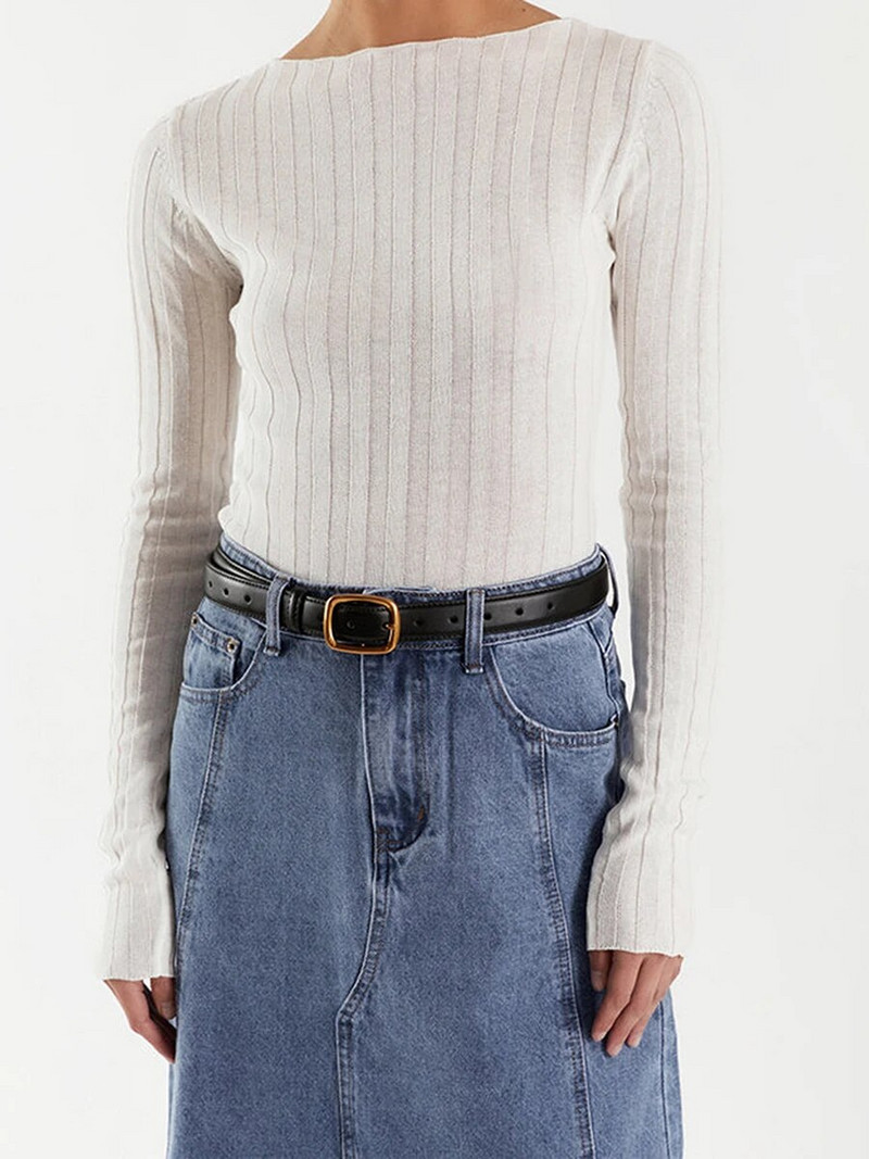 Rievots trikotāžas džemperis Sieviešu rudens ziemas apģērbs 2000. gadu 2000. gadu topi Ielu apģērbi, ar garām piedurknēm, dobi džemperi, ielu apģērbi