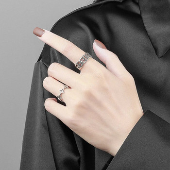 NBNB Ρετρό Ασημί Χρώμα Punk Stars Ρυθμιζόμενο Δαχτυλίδι Γυναικείο Vintage Δαχτυλίδι Ανοιγόμενο Δαχτυλίδι Υψηλής Ποιότητας Καθημερινό Δώρο Δάχτυλο για Party