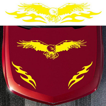 1 комплект универсален стикер за кола Капак на предния капак Eagle Fire Stickers Car Racing Stripe Decal Направи си сам автомобилен стайлинг PVC винилови автомобилни аксесоари