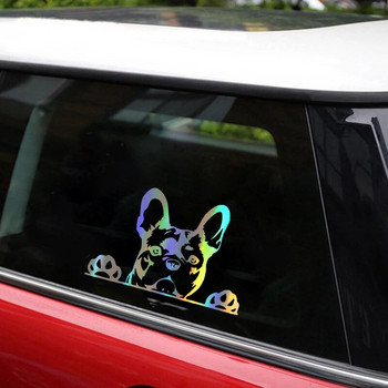 Αυτοκόλλητο αυτοκινήτου Paws up Γαλλικό μπουλντόγκ Frenchie Bully Dog Διακόσμηση βινυλίου Αυτοκόλλητα αυτοκινήτου Ανακλαστικό λέιζερ 3D Αυτοκόλλητα αυτοκινήτου Στυλ αυτοκινήτου