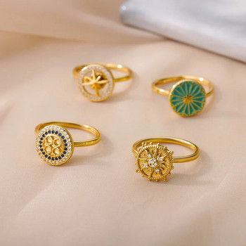 Fashion Anxiety Ring Spinner Rings For Women Несатенирана стомана Златен цвят Кръгъл Ротационен Антистрес Fidget Ring Парти Бижута Подарък