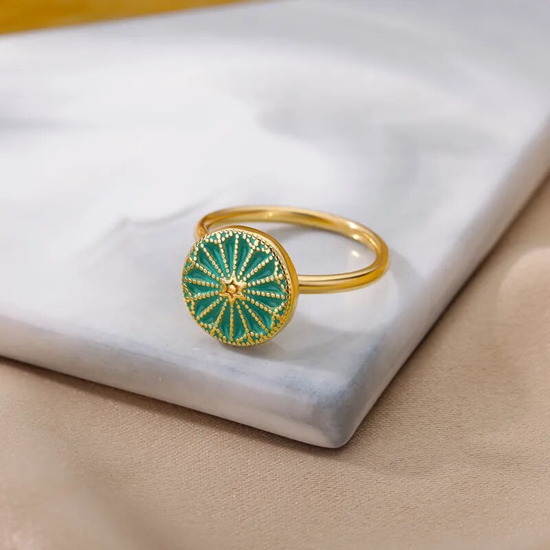 Modes trauksmes gredzenu griežamie gredzeni sievietēm bez satīna tērauda zelta krāsā, apaļi, rotējoši pretstresa gredzeni, rotaslietas dāvana