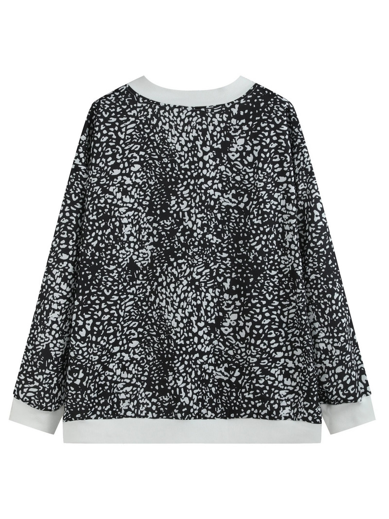 Liela izmēra ikdienas jaka, sieviešu plus Dalmāciešu apdrukas jaka ar rāvējslēdzēju garām piedurknēm apaļa kakla bomberjaka