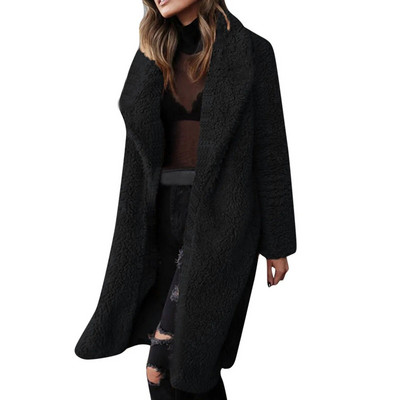 Liela izmēra sieviešu dāmu silts mākslīgās vilnas mētelis jaka atloks Ziemas virsdrēbes ziema jauna mode, vienkārša, daudzpusīga 2023. gada