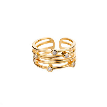 Zircon Wrap Line Rings for Women Регулируем пръстен от неръждаема стомана Мини кристални мъниста Пръстени за пръсти Женски бижута Подарък 2022 г.