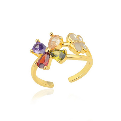 Cirkona krāsainie gredzeni sievietēm, kristāla cirkona kvadrātveida ģeometrijas gredzens ar regulējamu atvērtu pirkstu gredzenu kāzu Boho rotaslietas dāvana 2022