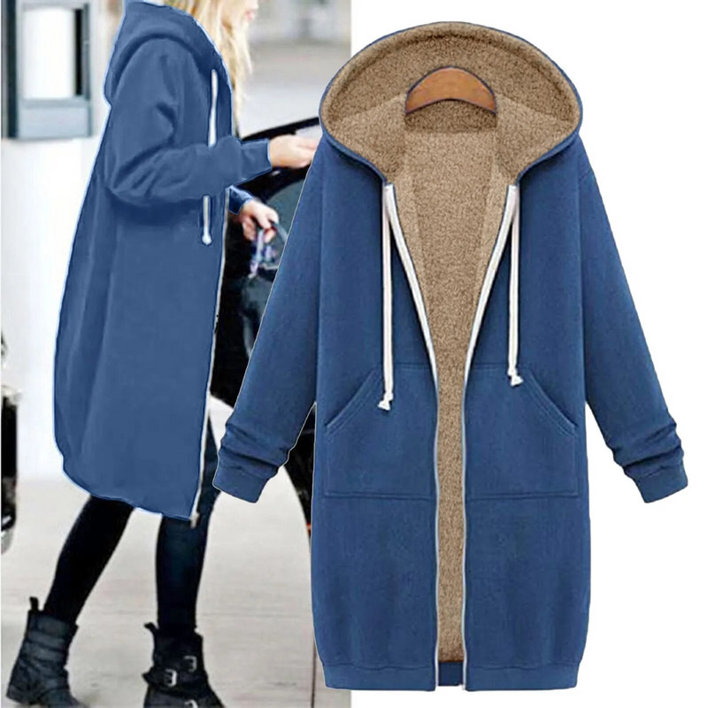 Liela izmēra sieviešu rāvējslēdzējs ar atvērtu kapuci Flīsa džemperis, garais mētelis, jaka, virsdrēbes Jauns modes sieviešu apģērbs 2023. gada apģērbs