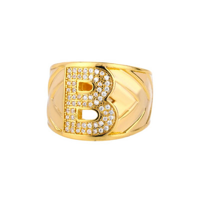 Lieli plati cirkona gredzeni ar burtu sākuma burtiem sievietēm no nerūsējošā tērauda atveramiem pirkstiem gredzens hip hop minimālisma rotaslietas dāvanu sieviete