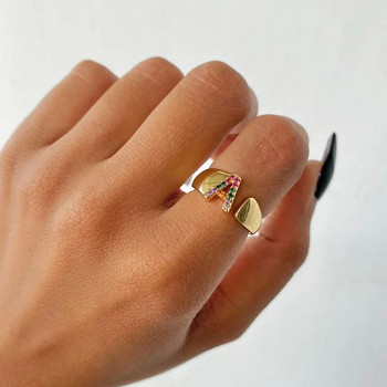 Пръстени с начална буква от циркон за жени, цветни регулируеми пръстени с буква AZ Модни бижута за Свети Валентин, подарък Bijoux Femme 2022