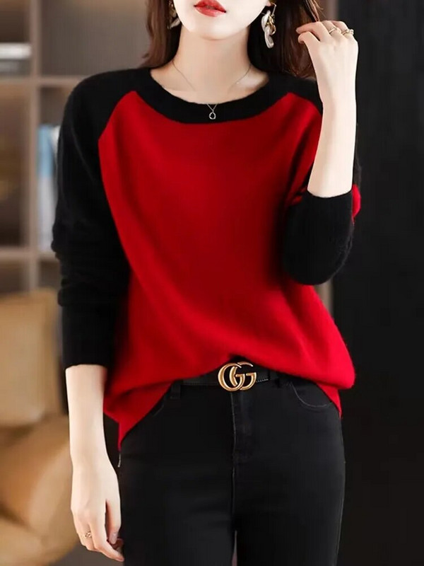 BOBOKATEER Uus kudumis pikkade varrukatega naiste topp Ropa De Invierno Mujeres Color Block Casual kudum Talvekampsun Naiste Pullover