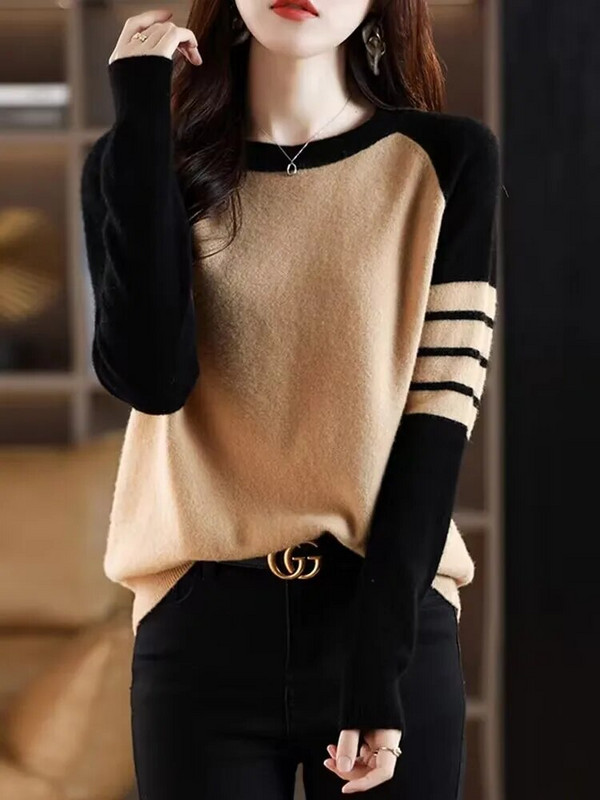 BOBOKATEER Uus kudumis pikkade varrukatega naiste topp Ropa De Invierno Mujeres Color Block Casual kudum Talvekampsun Naiste Pullover