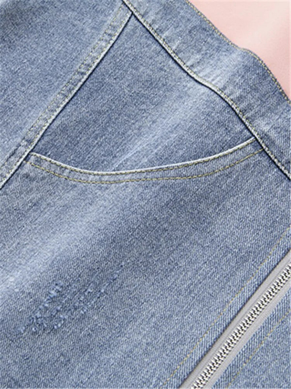 Liela izmēra drēbes pavasara un rudens apkaklei ar garām piedurknēm džinsa auduma un daudzkrāsu paneļi ikdienas jaka liela izmēra mētelis 4XL