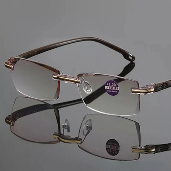 Очила за четене против синя светлина Мъжки бизнес очила без рамка за пресбиопия Дамски винтидж ултралеки оптични очила за далекогледство