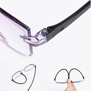 Очила за четене против синя светлина Мъжки бизнес очила без рамка за пресбиопия Дамски винтидж ултралеки оптични очила за далекогледство