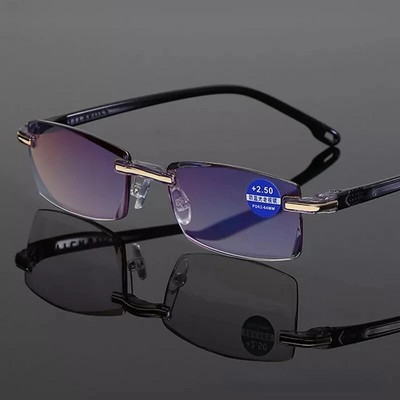 Очила за четене против синя светлина Мъжки бизнес очила без рамка за пресбиопия Дамски винтидж ултралеки оптични очила за далекогледство