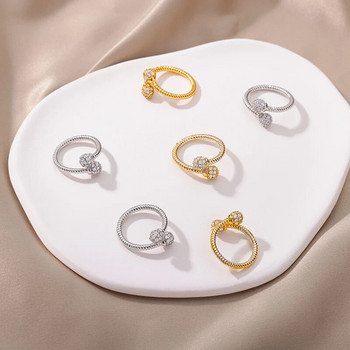 Ζιργκόν διπλά δαχτυλίδια μπάλα για γυναίκες από ανοξείδωτο ατσάλι με ρυθμιζόμενο ανοιγόμενο δαχτυλίδι για πάρτι αισθητικής κοσμήματα Bijoux Femme 2022