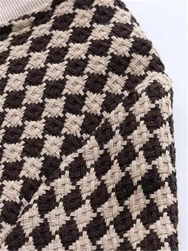 Plus Size Γυναικεία Ρούχα Μπουφάν Ανοιξιάτικη και Φθινοπωρινή κοτσίδα με καρό σχέδιο Μονό στρώμα με φερμουάρ Τμήμα Casual Jacket 4XL