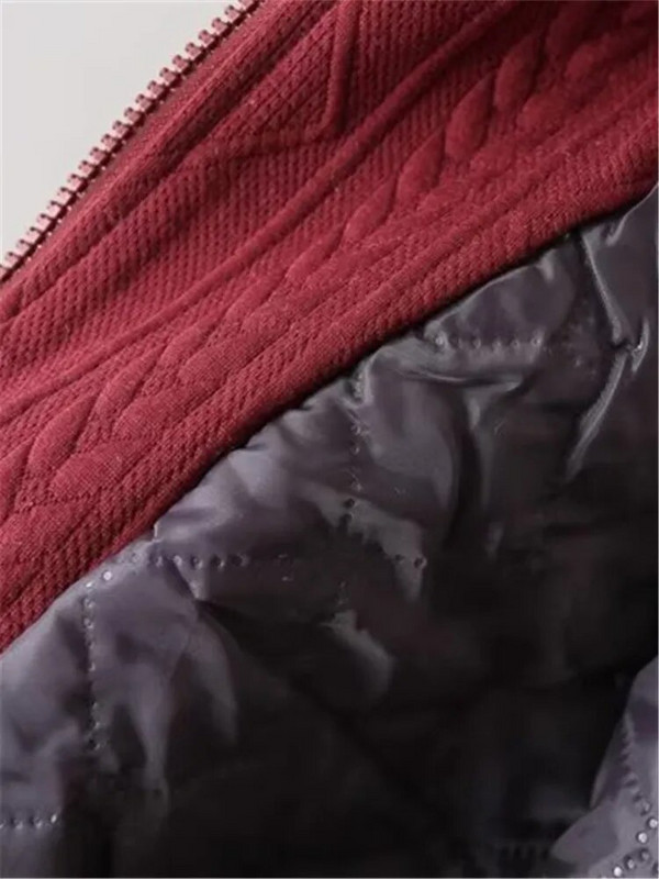 Liela izmēra sieviešu rudens ziemas ziemas džemperis ar garām piedurknēm austi audumi ar kabatas rāvējslēdzēju jaka Bieza kokvilnas jaka ar kapuci