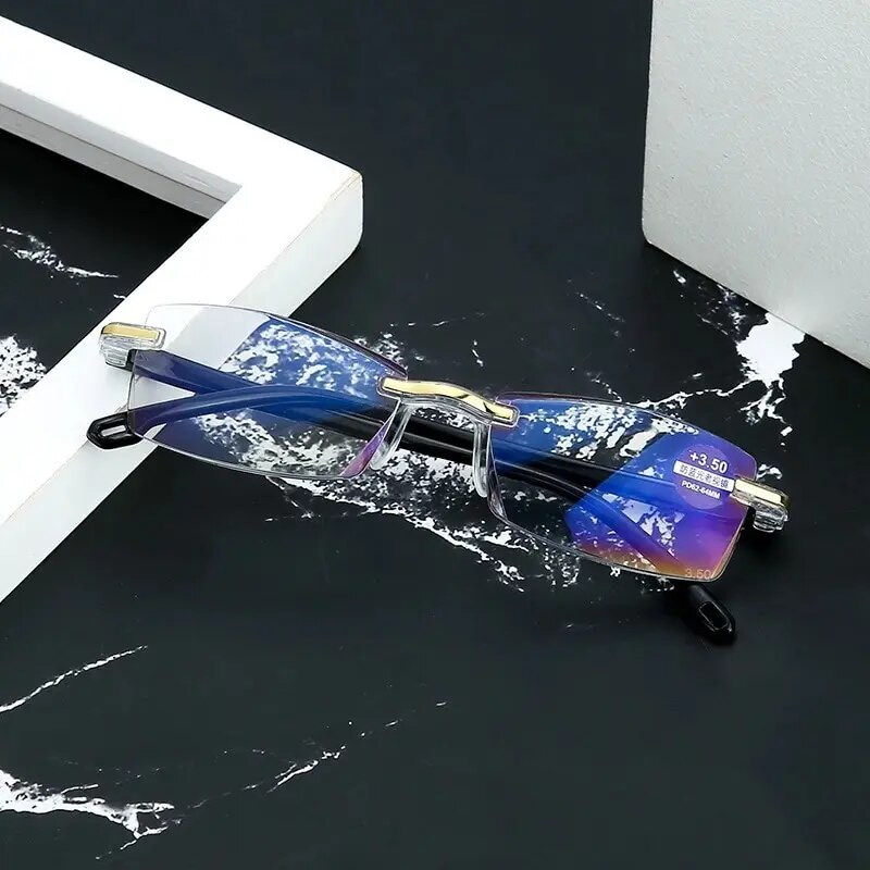 Anti Blue Light Diamond Trimming One Piece Πρεσβυωπικά Γυαλιά Μοντέρνος στάβλος ηλικιωμένων χωρίς στεφάνη