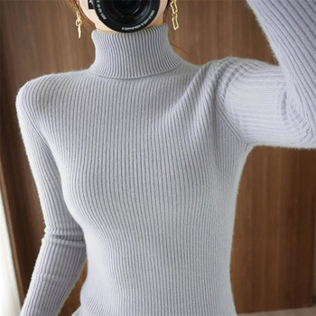 2023 Νέο γυναικείο πουλόβερ με ζιβάγκο πουλόβερ μακρυμάνικο χειμερινό πλεκτό πουλόβερ Ζεστό υψηλής ποιότητας πουλόβερ με τζάμπα από κάτω
