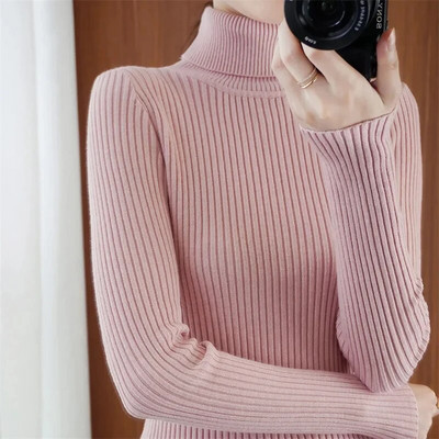 2023 Νέο γυναικείο πουλόβερ με ζιβάγκο πουλόβερ μακρυμάνικο χειμερινό πλεκτό πουλόβερ Ζεστό υψηλής ποιότητας πουλόβερ με τζάμπα από κάτω