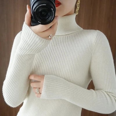 2023 Νέο γυναικείο πουλόβερ με ζιβάγκο πουλόβερ μακρυμάνικο χειμερινό πλεκτό πουλόβερ Ζεστό υψηλής ποιότητας πουλόβερ με τζάμπα από κάτω