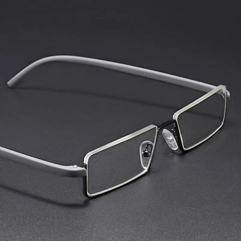 Метални очила за четене против синя светлина May Flower Мъжки диоптрични очила с половин рамка Мъжки очила TR90 с калъф óculos +1,75