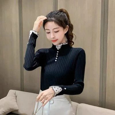 2022-es új, őszi női pulóver, fél garbós, kötött pulóverek női hosszú ujjú, puha pulóver felsők